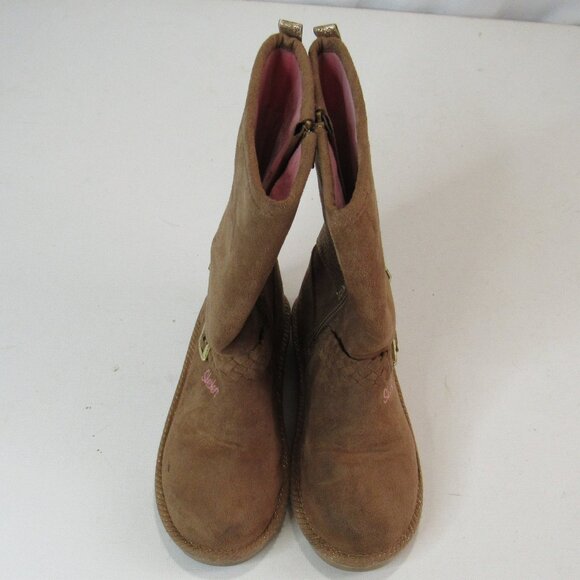 Skechers Toasty Toes Girl's Suede Buckle Memory Foam Warm Winter Boots Size 1 - Picture 3 of 14